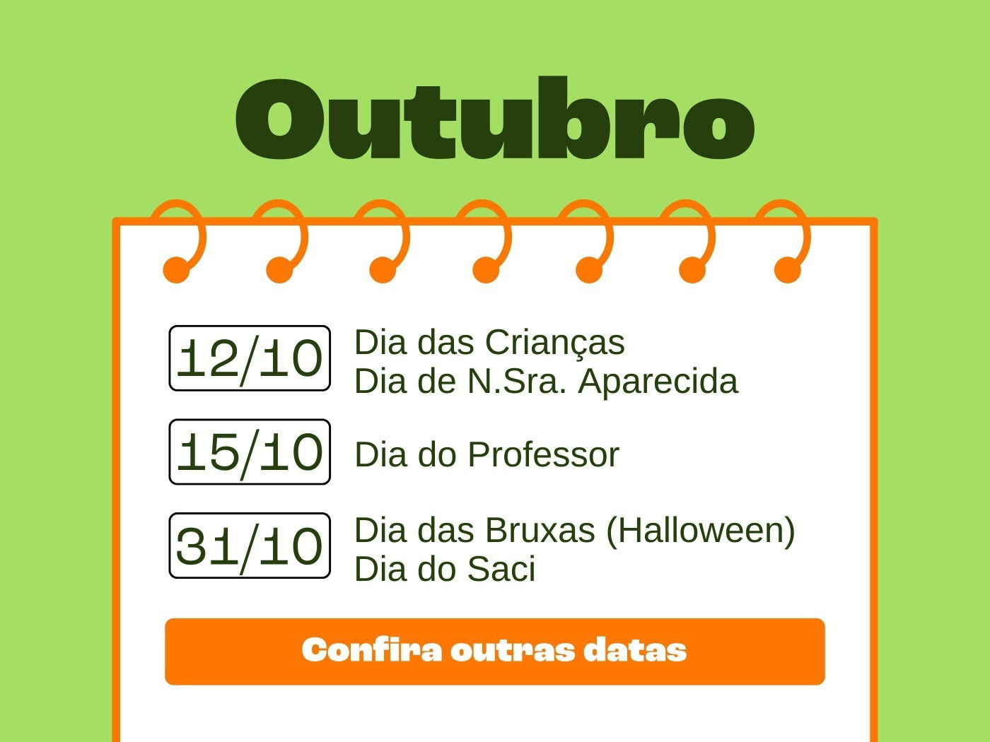 Todas as datas comemorativas de Outubro (2025): explicação sobre as principais