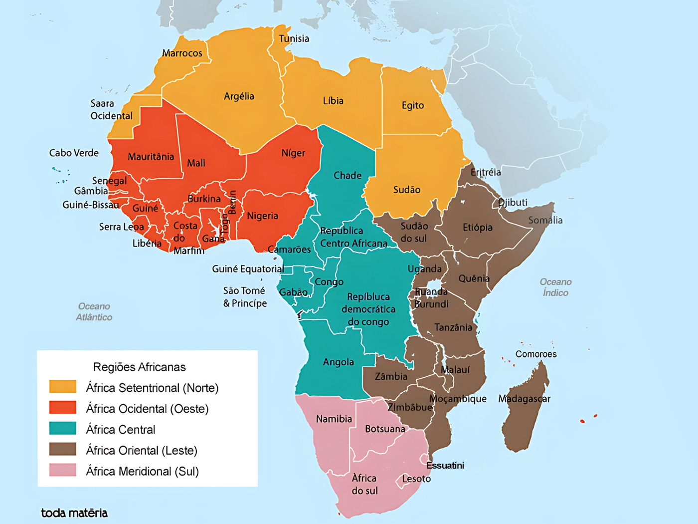 Países da África: mapa, capitais, áreas, idiomas e moedas